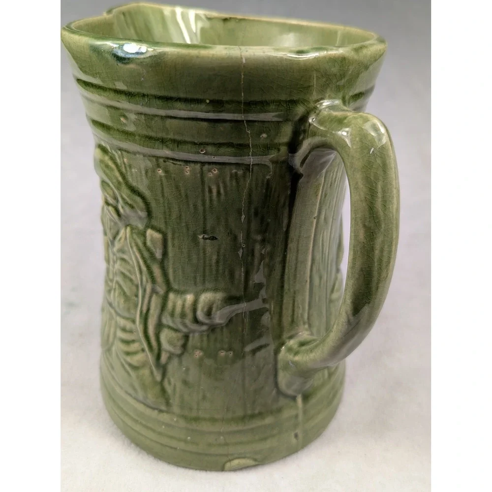 Vintage‎ 1920's McKoy Green Glazed Buccaneer Mug and Pitcher Drinkware Set